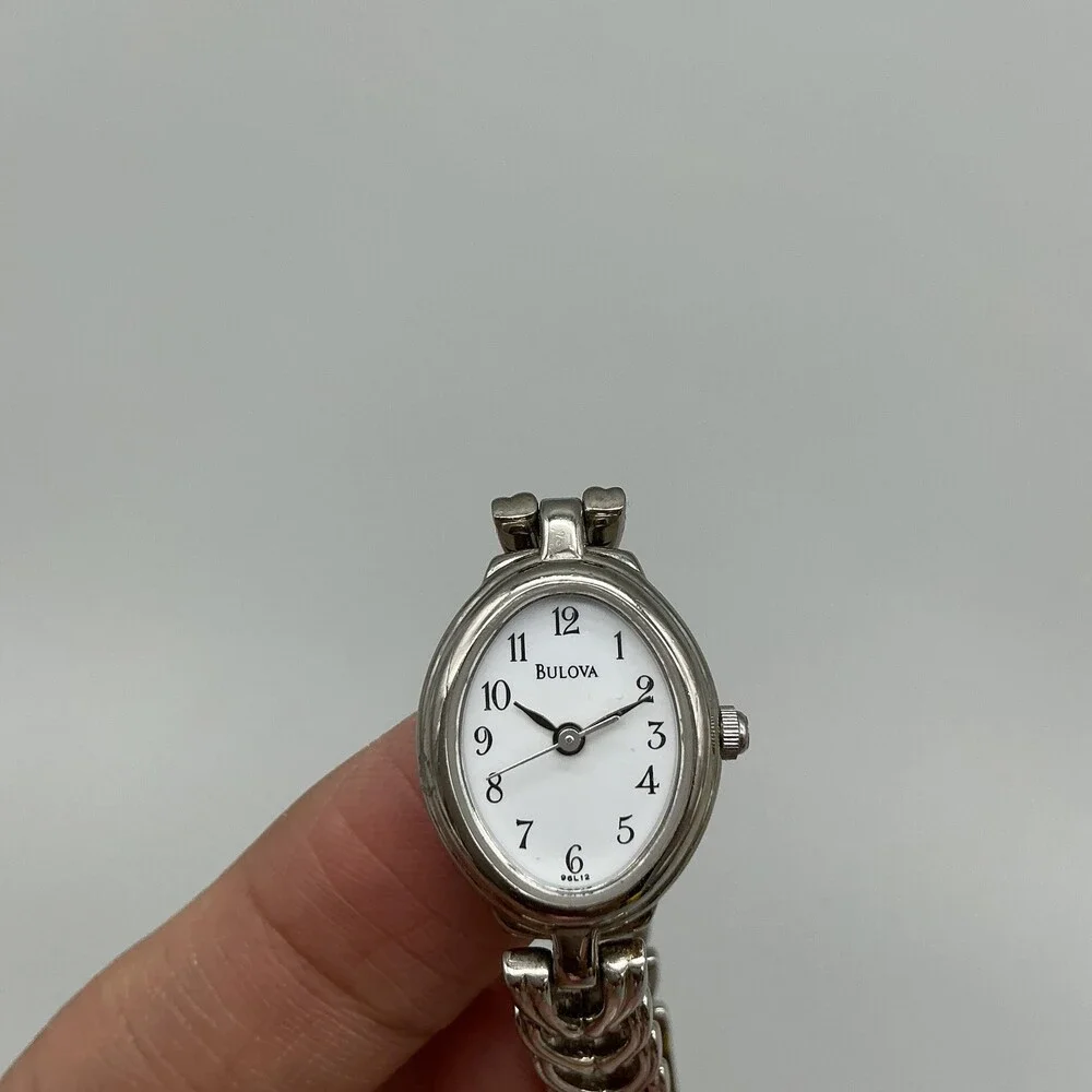 Bulova Womens Watch 17mm White Dial Silver Tone Bracelet New Battery 6.25